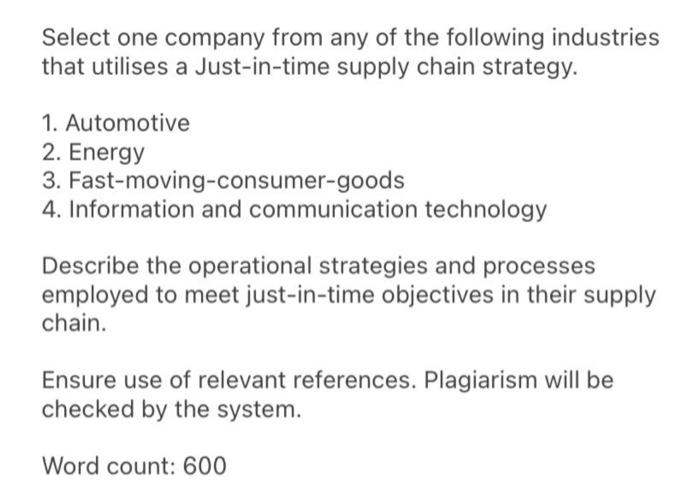 Select one company from any of the following