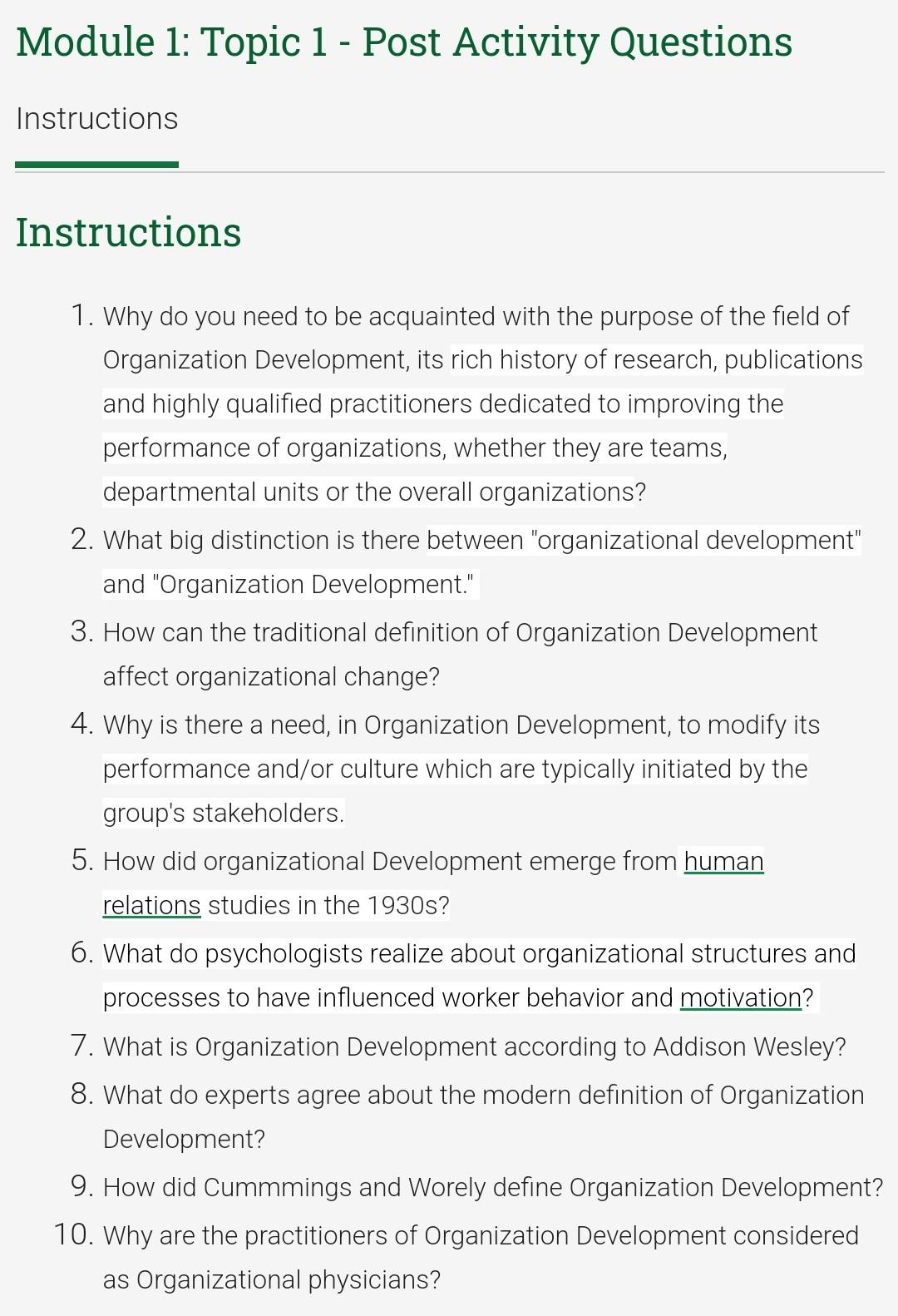 Module 1: Topic 1 - Post Activity Questions