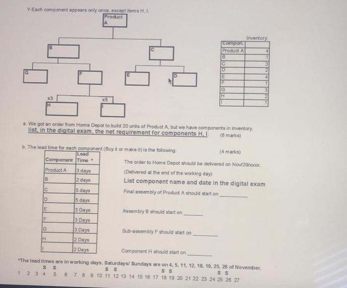 explain how you got the answers? Y-Each component