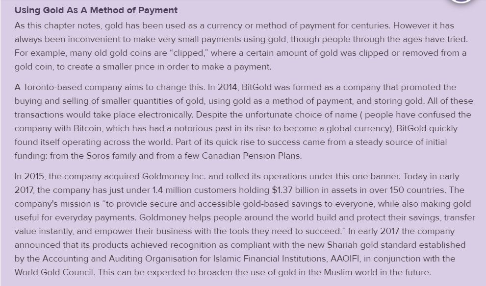 Using Gold As A Method of Payment As this chapter