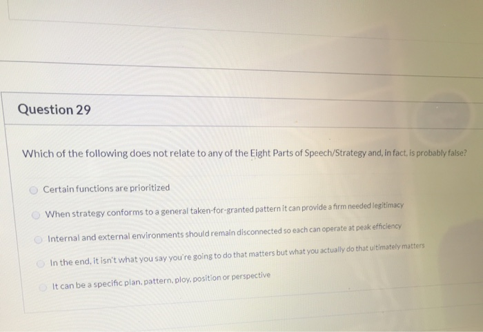 Question 29 Which of the following does not