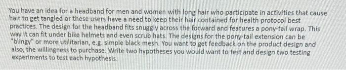 You have an idea for a headband for men and women