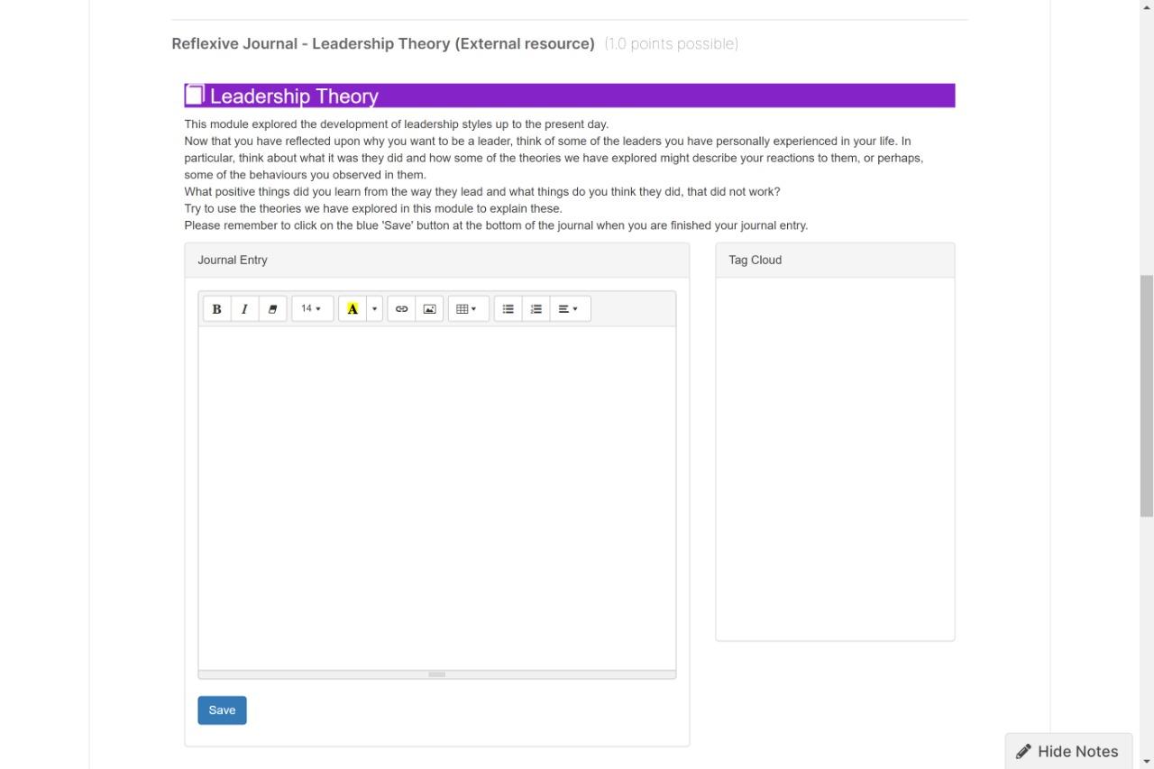 Reflexive Journal - Leadership Theory (External