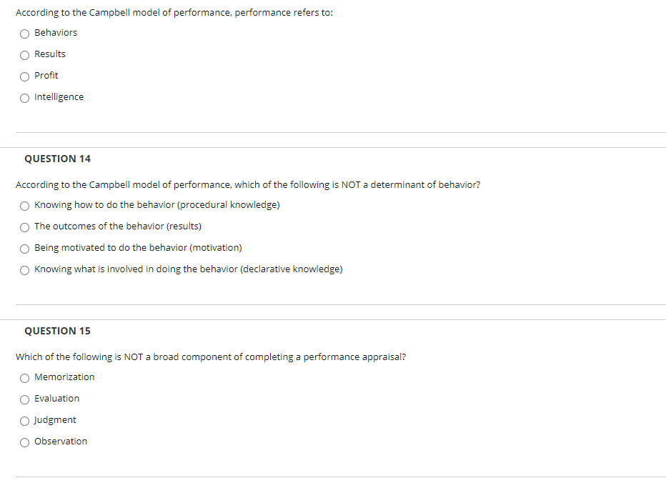 According to the Campbell model of performance,