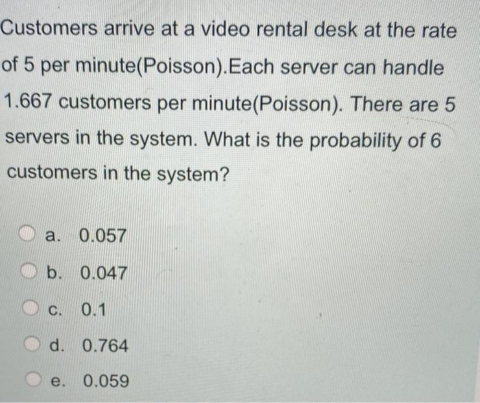 Customers arrive at a video rental desk at the