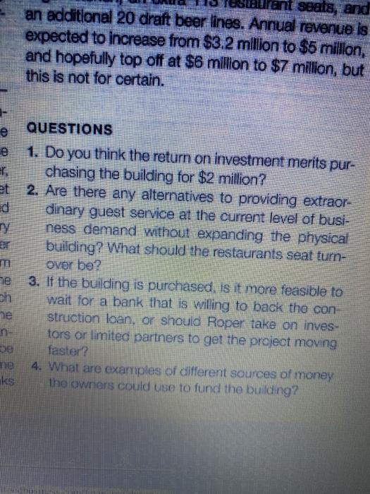 ant seats, and an additional 20 draft beer lines.