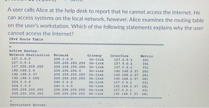 A user calls Alice at the help desk to report