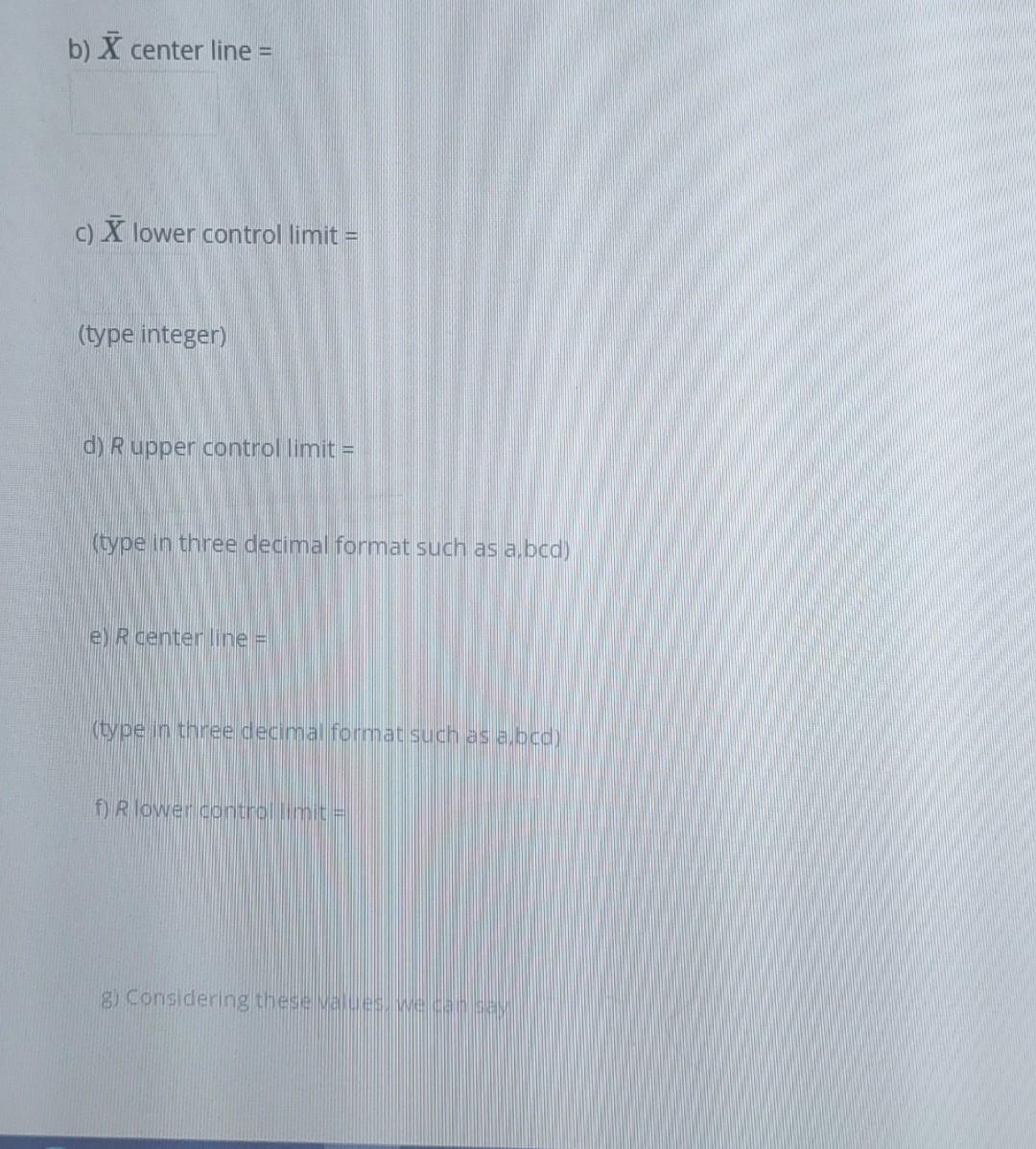 D Below is a control chart for a product with