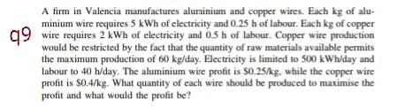99 A firm in Valencia manufactures aluminium and
