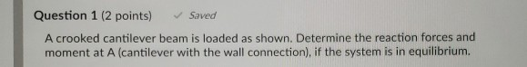 Question 1 (2 points) Saved A crooked cantilever