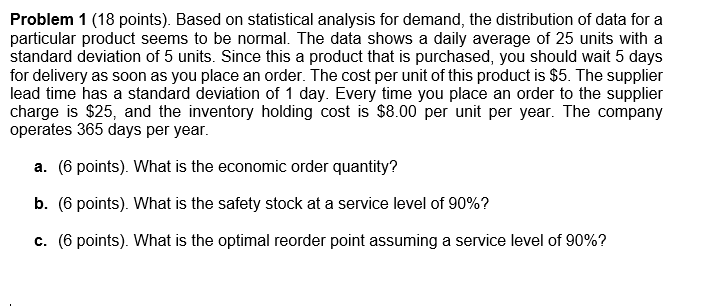 Problem 1 (18 points). Based on statistical