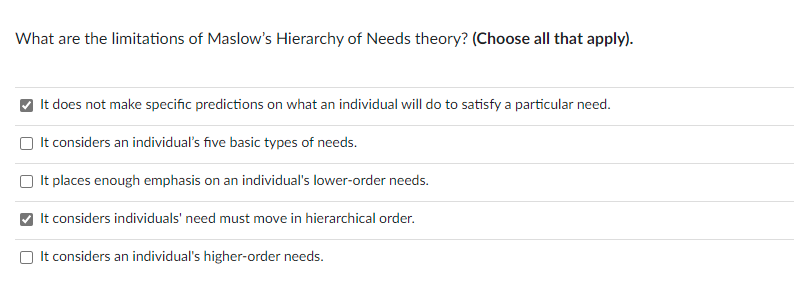 What are the limitations of Maslow's Hierarchy of