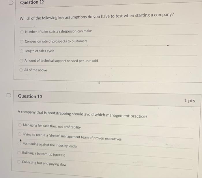 Which of the following key assumptions do you