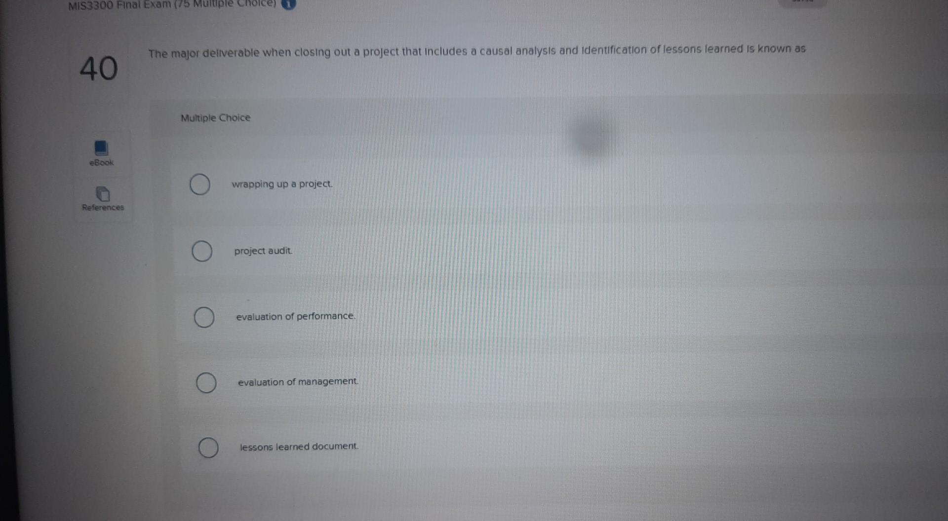 40 MIS3300 Final Exam (75 Multiple Chol 40 eBook