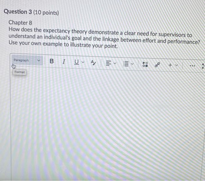 Question 3 (10 points) Chapter 8 How does the