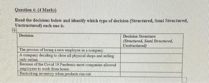 Question Marks) Read the decisions below and