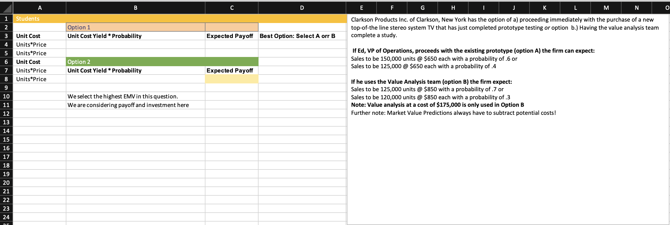 Please show your work and please do it on excel.