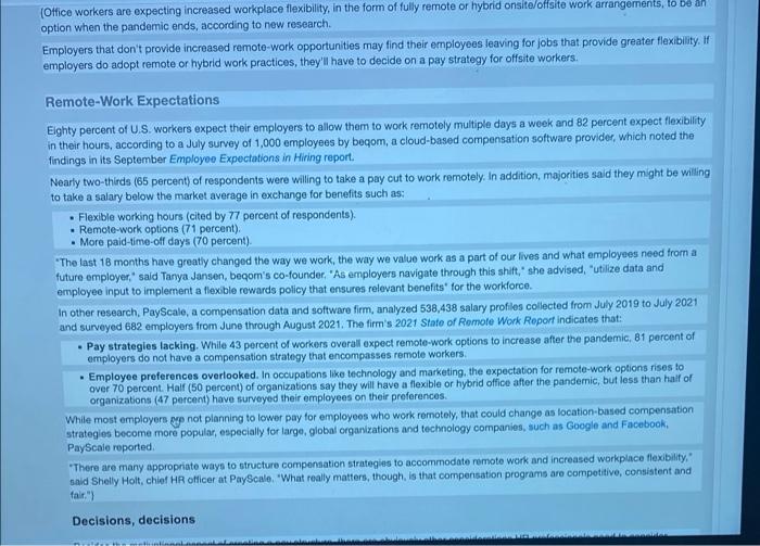 (Office workers are expecting increased workplace