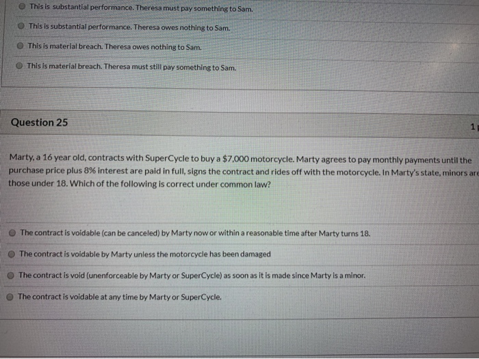 This is substantial performance. Theresa must pay