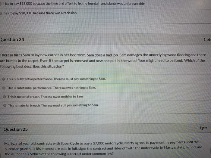 This is substantial performance. Theresa must pay