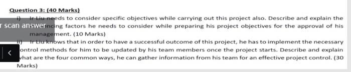 Question 3: (40 Marks) if if Liuneeds to consider