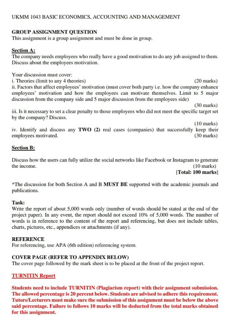 UKMM 1043 BASIC ECONOMICS, ACCOUNTING AND