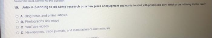 20. Liliana would like to do some research on a