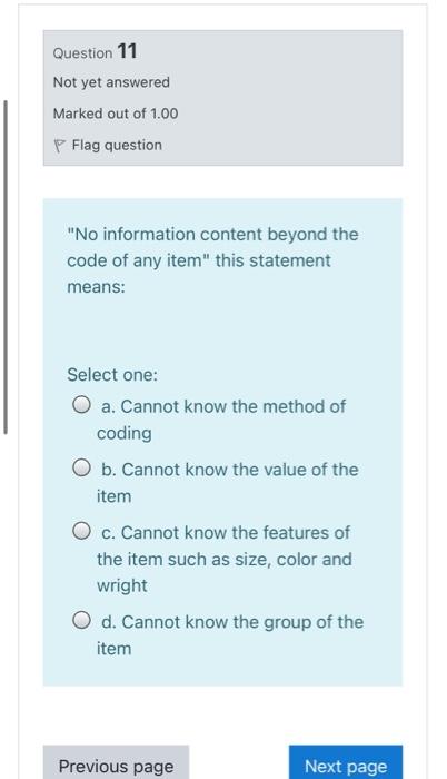 Question 11 Not yet answered Marked out of 1.00