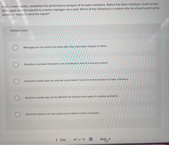 Ryan, a team leader, completed the performance