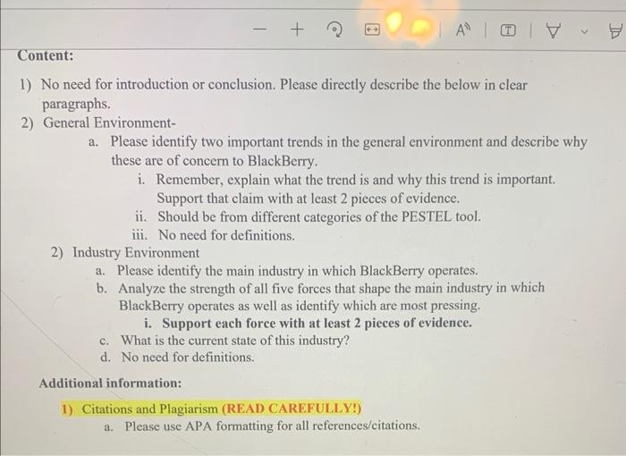 General Environment- a. Please identify two