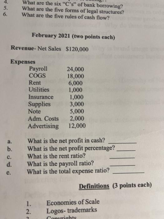 4. 5. 6. What are the six 