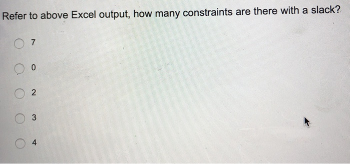 Refer to above Excel output, how many constraints
