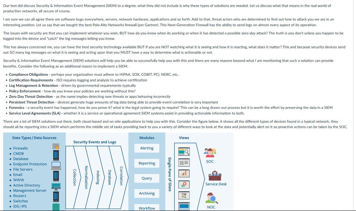 Our text did discuss Security & Information Event