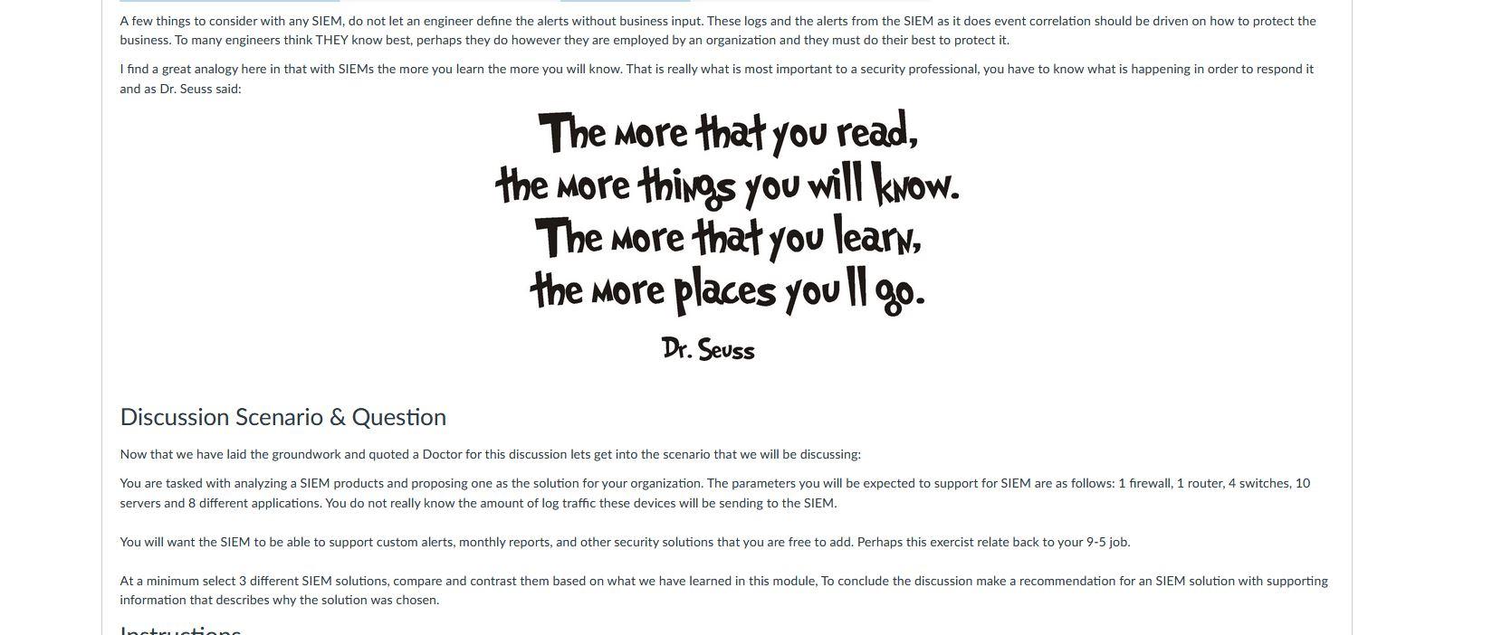 Our text did discuss Security & Information Event