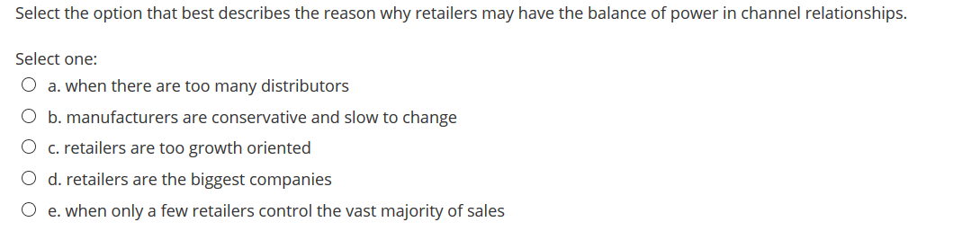 Select the option that best describes the reason