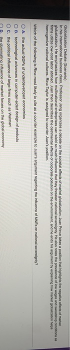 Globalization Debate (Scenario) In his