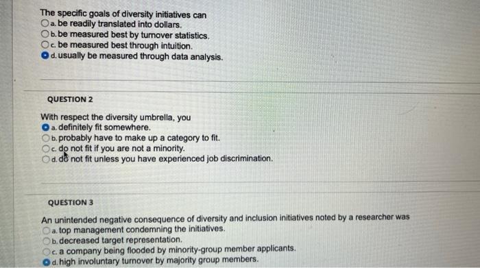The specific goals of diversity initiatives can