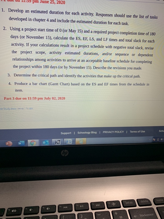 please i need answer of this question. The gantt