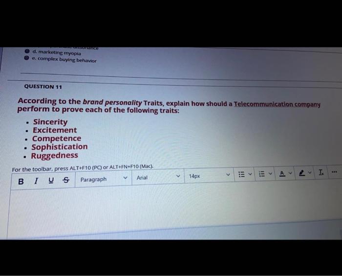 d. marketing, myopia e, complex buying behavior