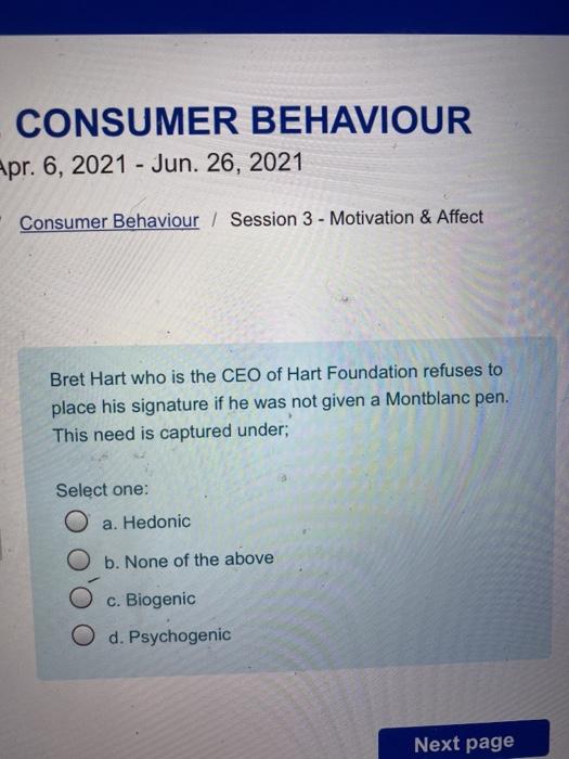 CONSUMER BEHAVIOUR Apr. 6, 2021 - Jun. 26, 2021