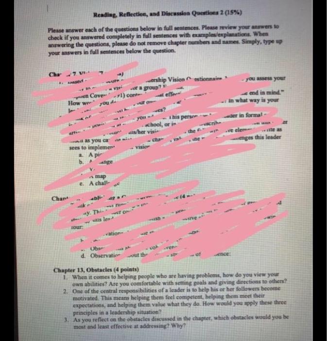 leadership please just answer what the question