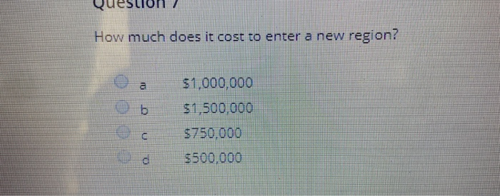 Question 4 For which of the following markets is