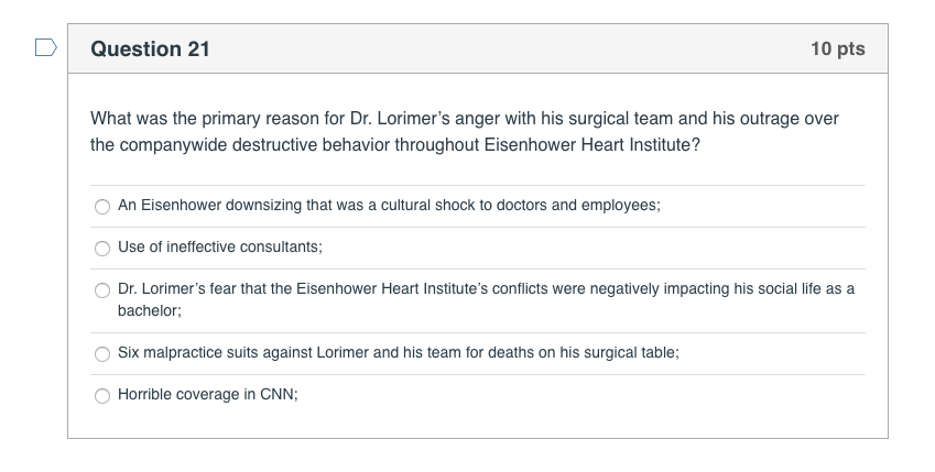 Question 21 10 pts What was the primary reason