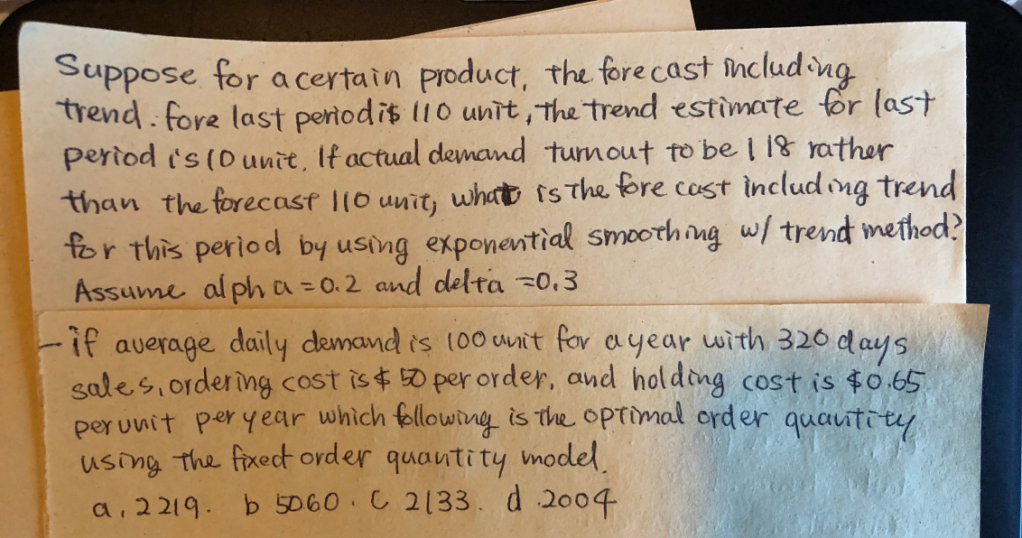 Suppose for a certain product, the forecast