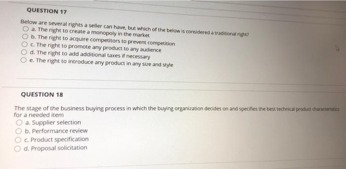 only answer , without explain QUESTION 17 Below