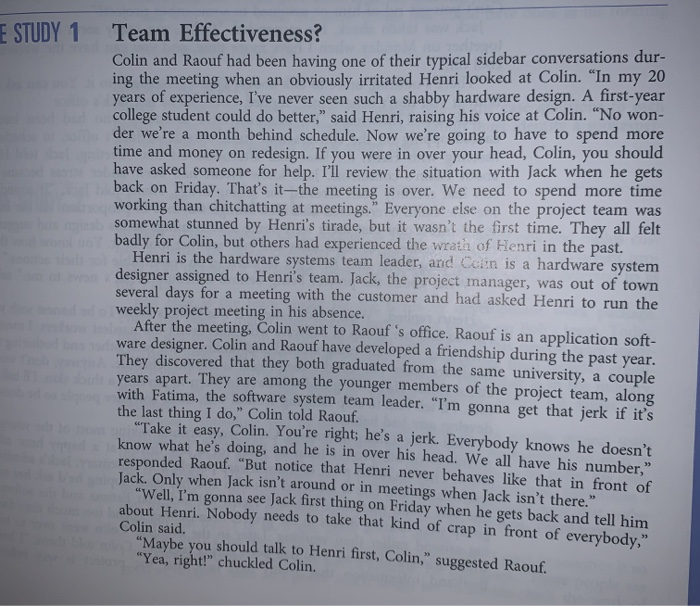 whats the conclusion of the case ? E STUDY 1 Team