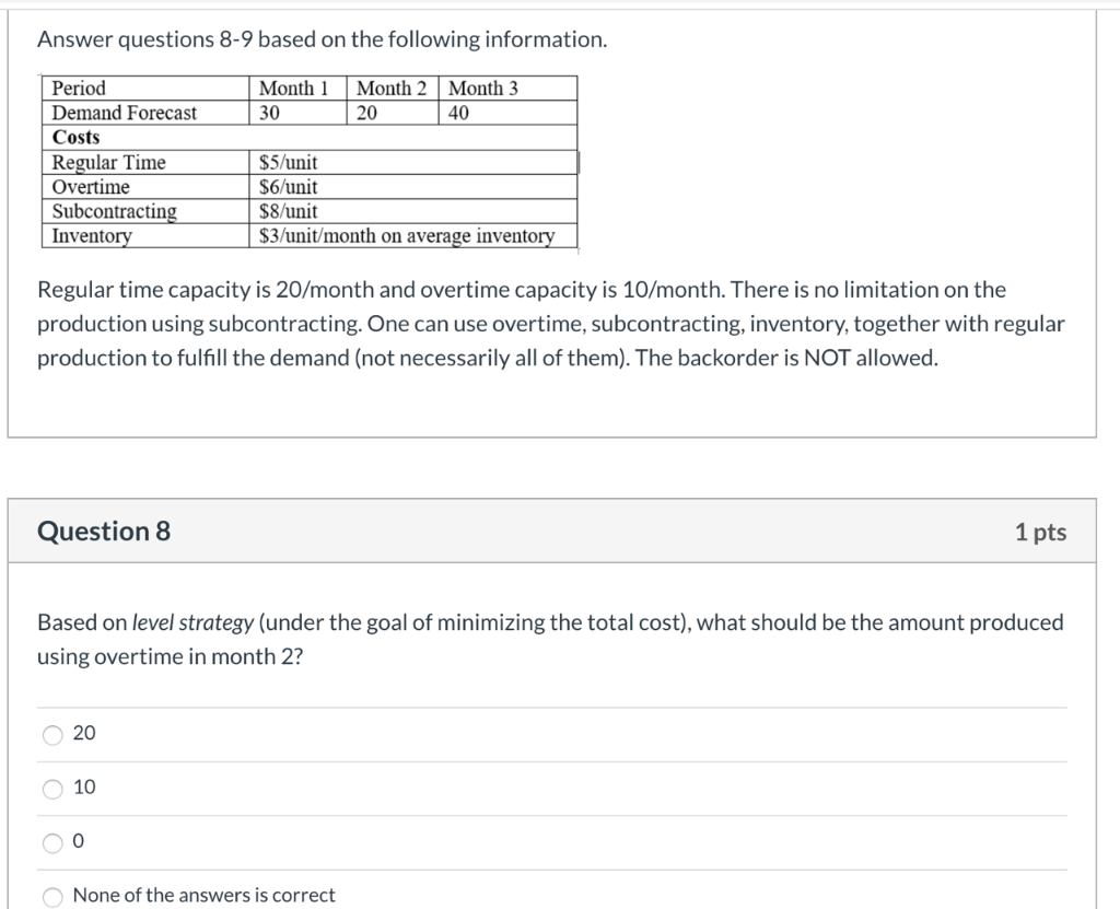 Answer questions 8-9 based on the following