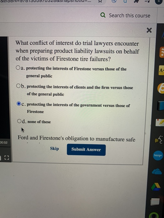 Q Search this course What conflict of interest do