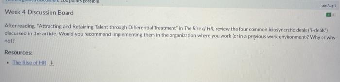 Human resources management 10 points possible due