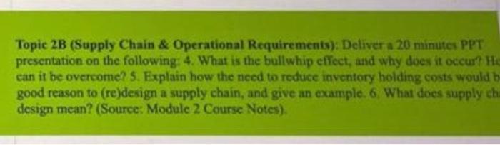 Topic 2B (Supply Chain \& Operational
